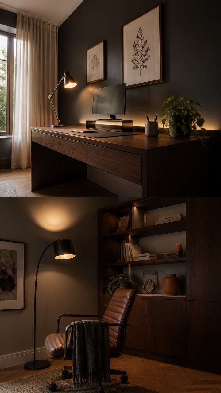 layered warm task lighting