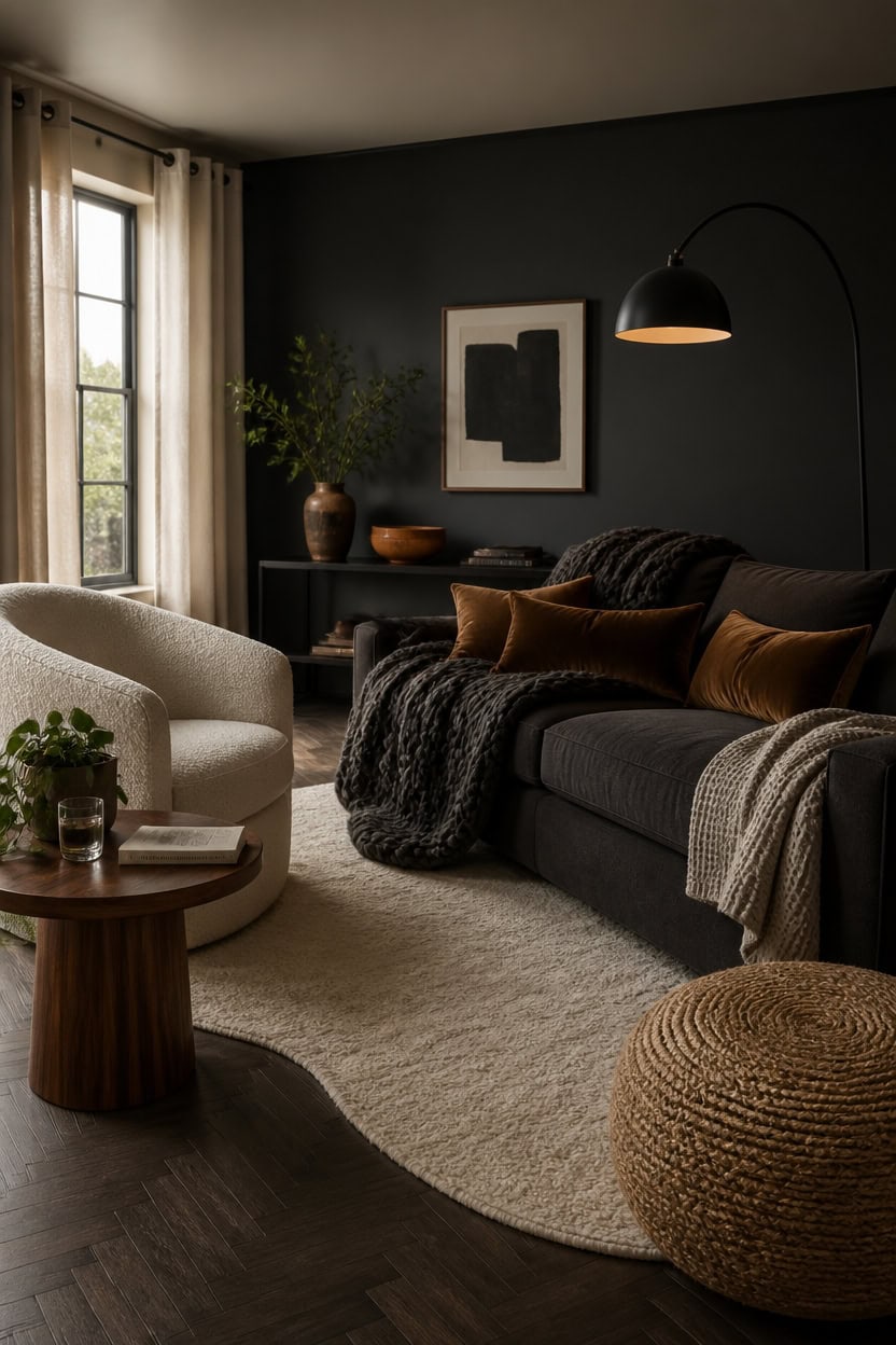 layered warm textures charcoal
