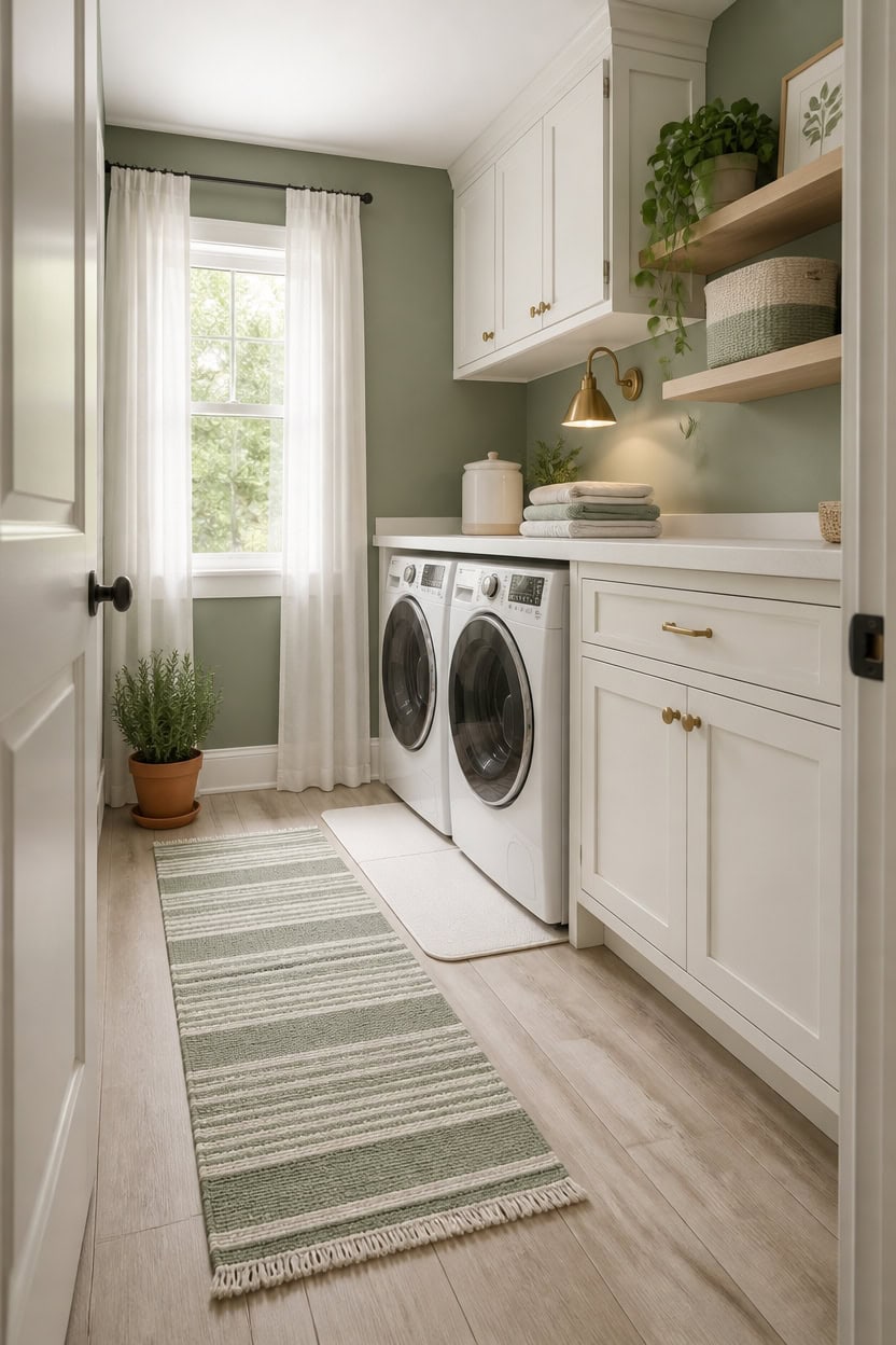 light wood look sage laundry