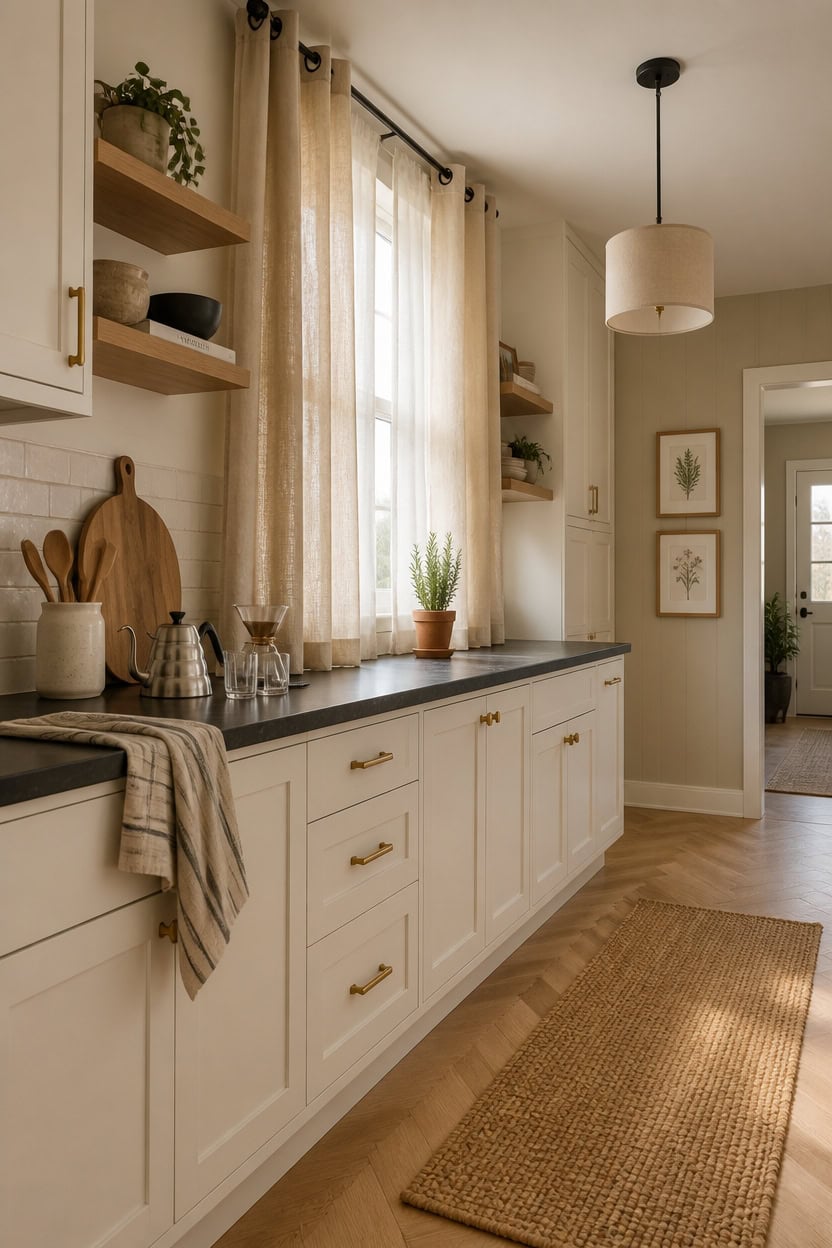 linen focused modern kitchen textiles