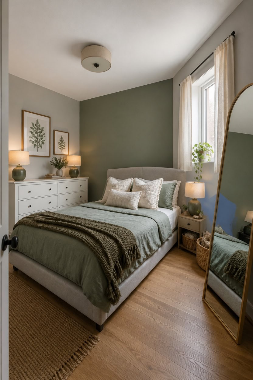 low profile bed sage accent