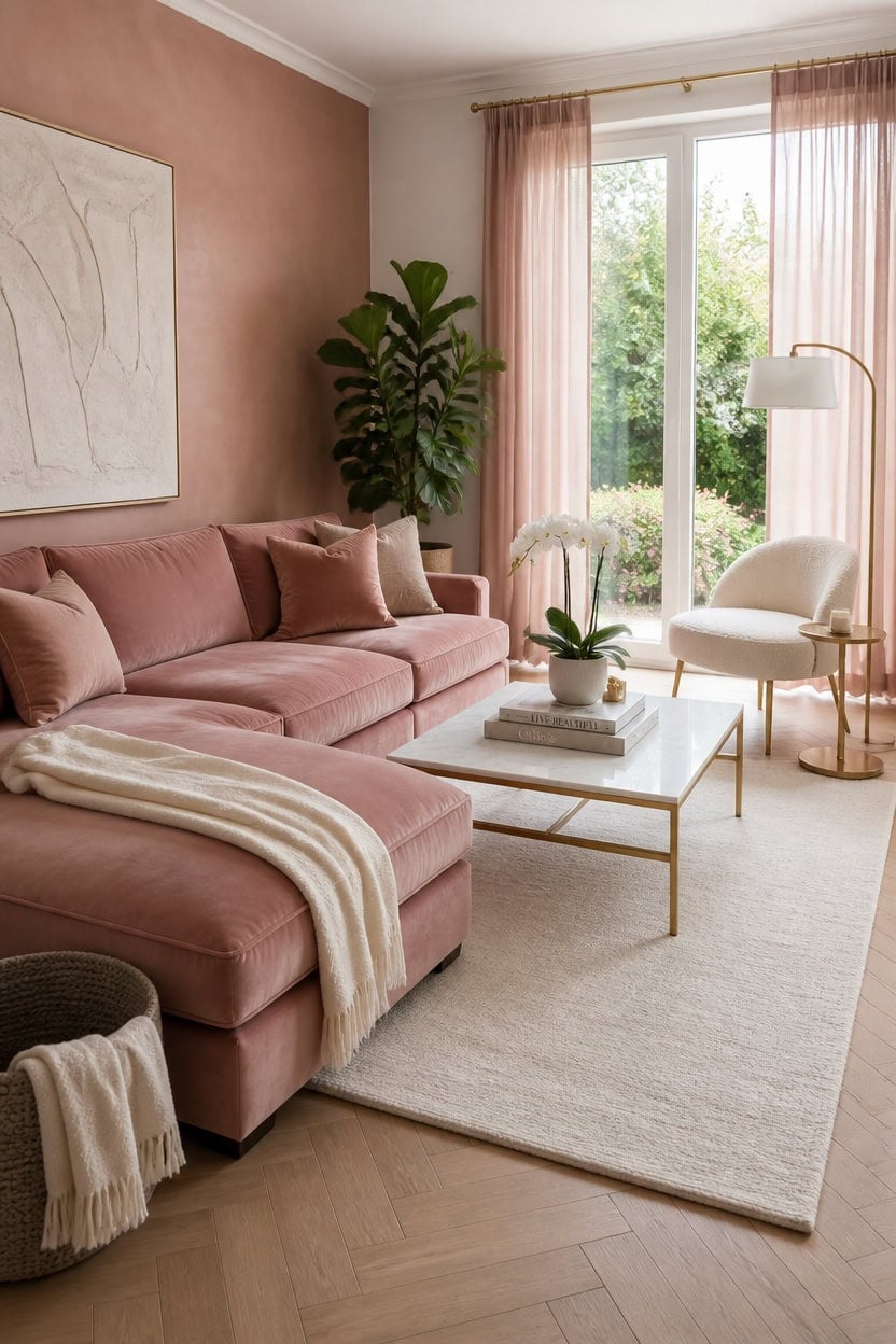 luxe pink gold interior styling