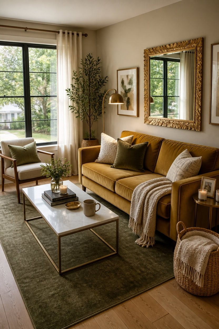 luxury gold accented living