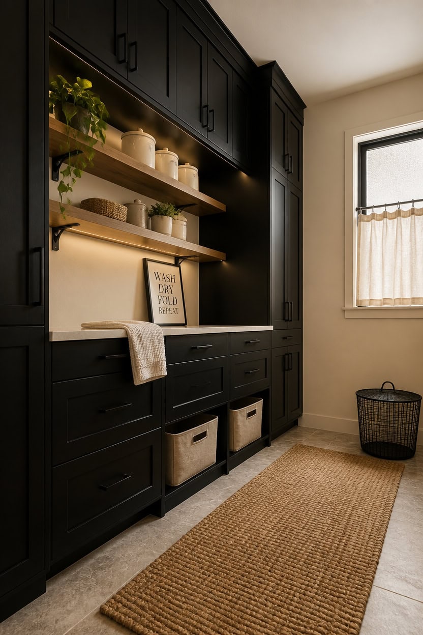 matte black cabinets statement