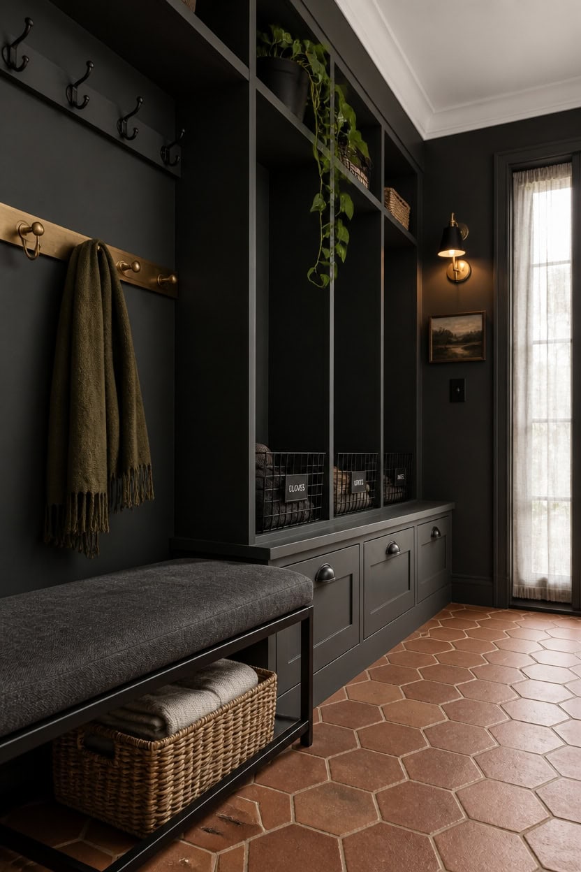matte black with brass