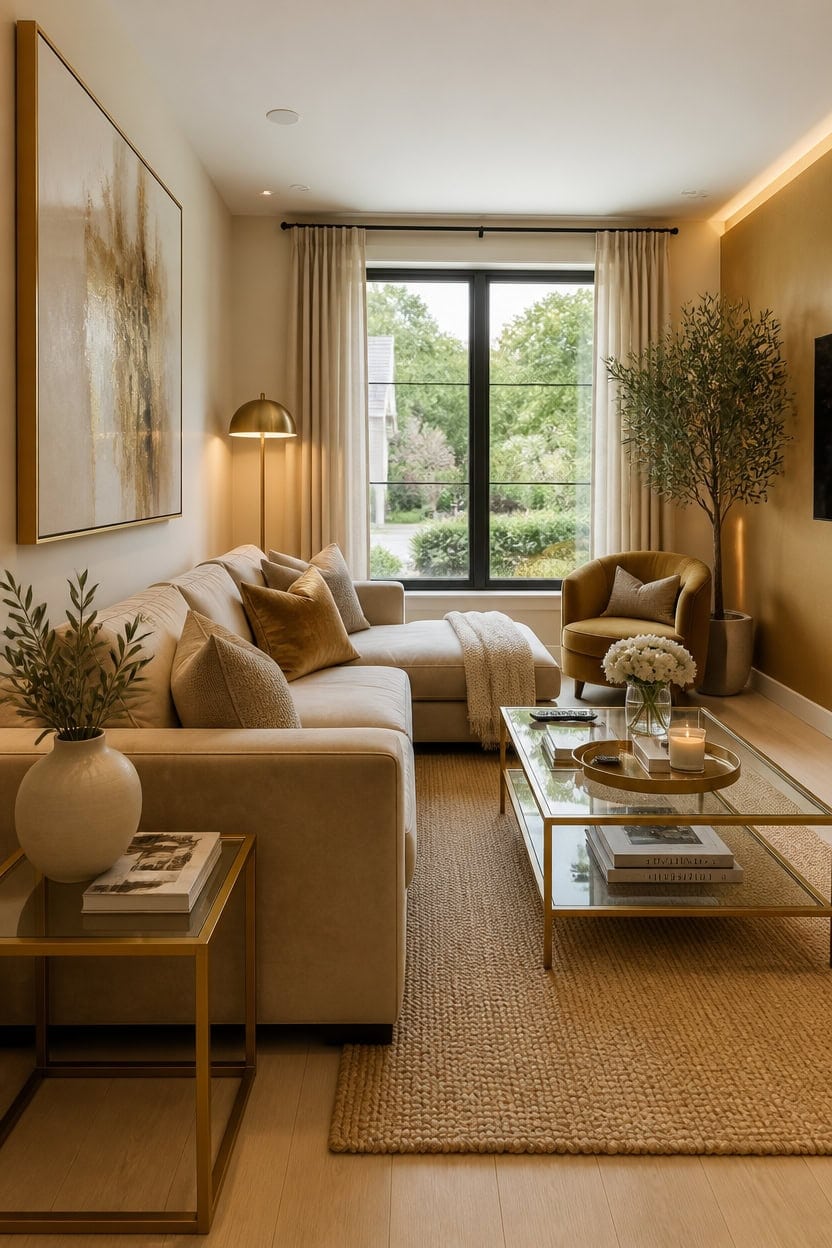 modern beige gold interior