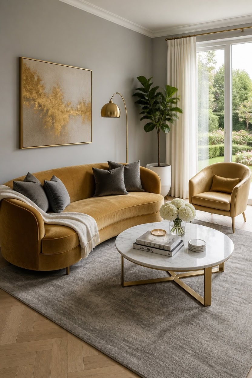 modern grey gold living