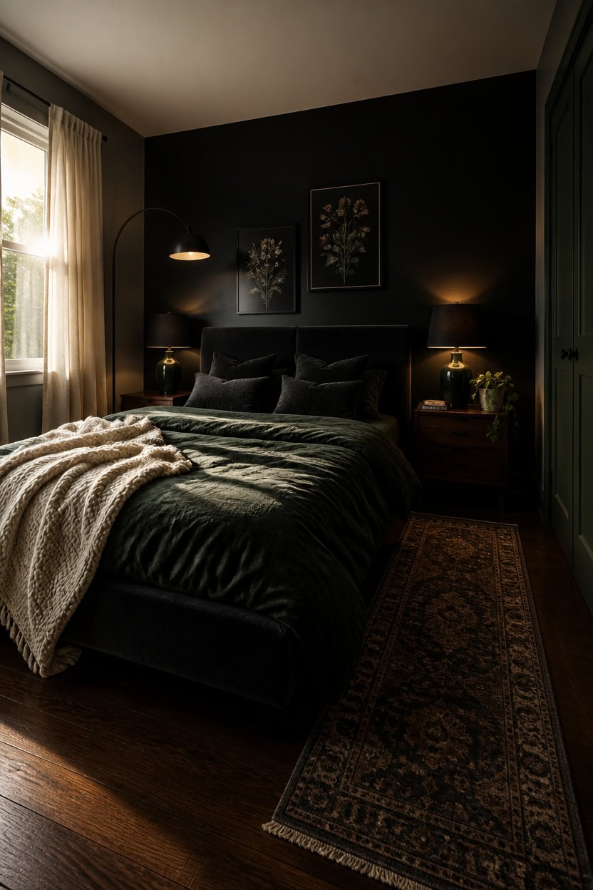 moody charcoal and forest green