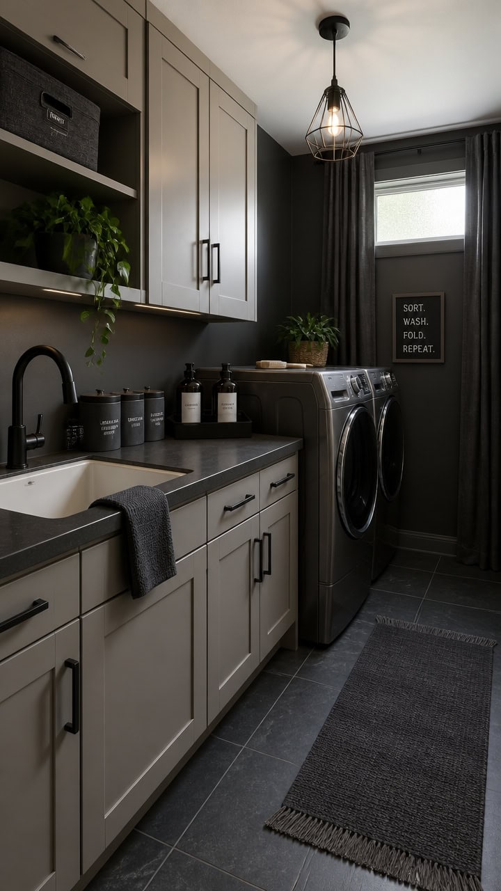 moody laundry room retreat