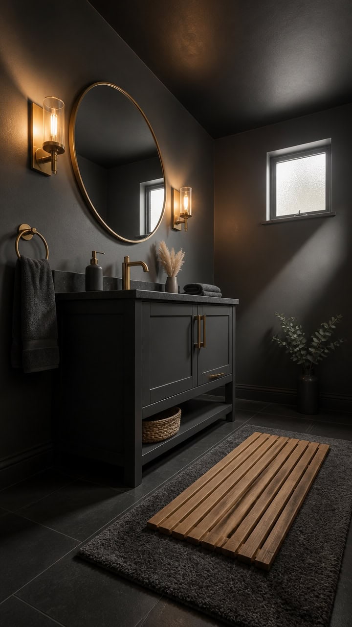 moody midnight reading bathroom