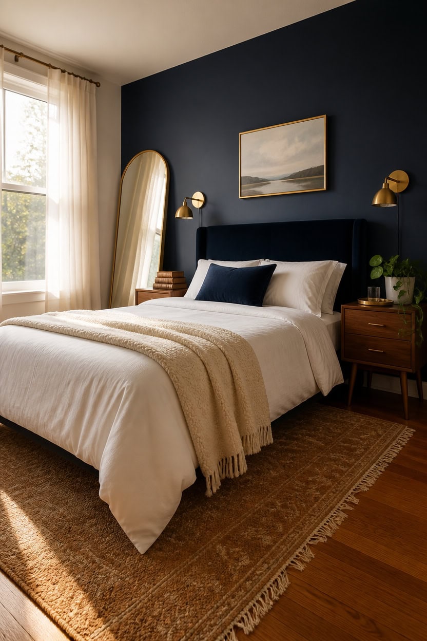 navy accent burnished brass