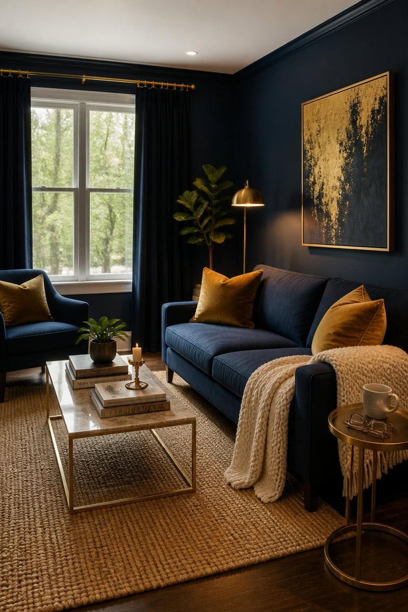 navy and gold balance