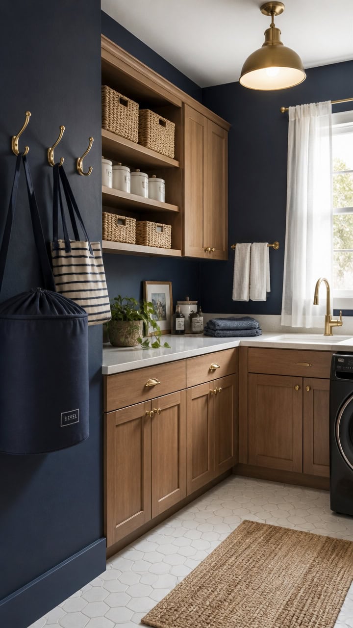 navy blue burnished brass laundry