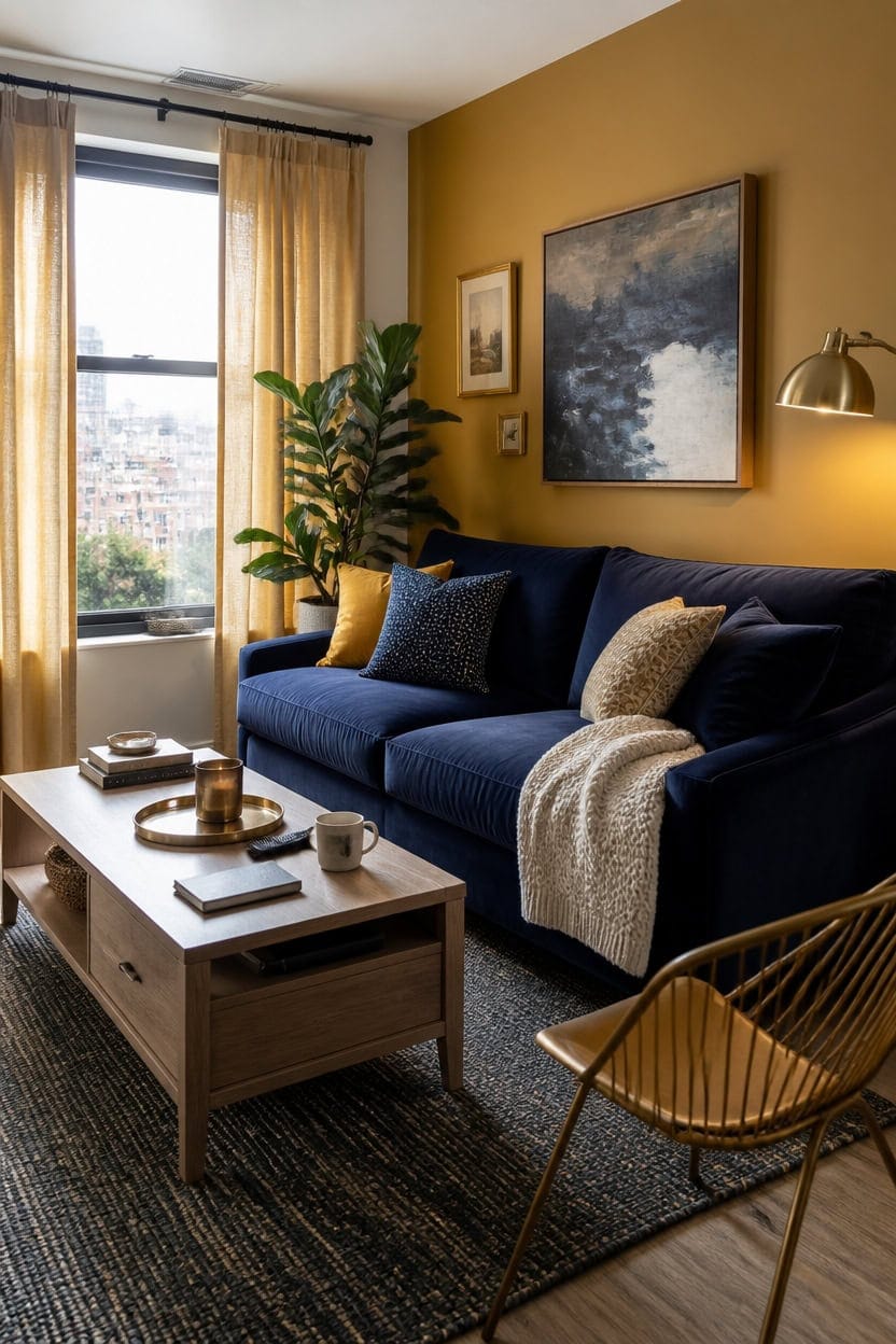 navy blue gold accents