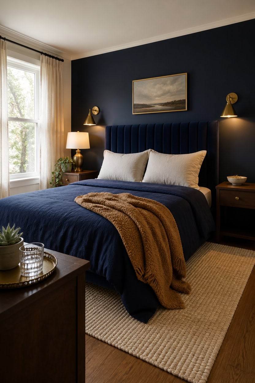 navy brass bedroom mistakes