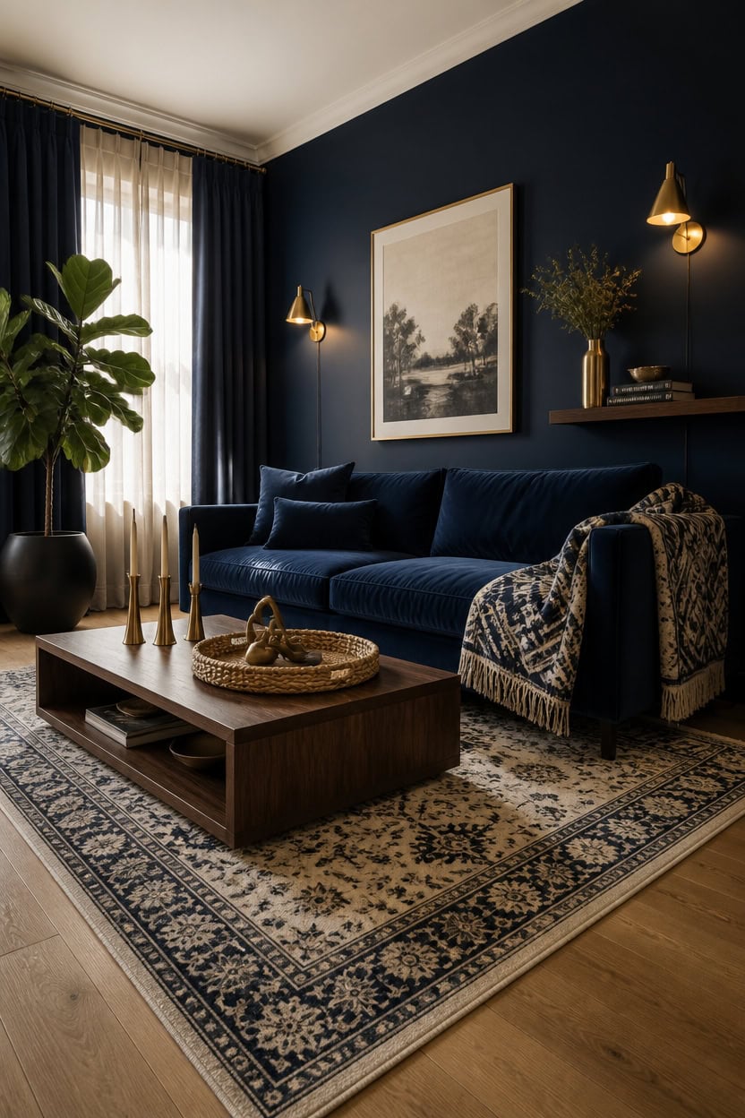 navy brass restrained layering