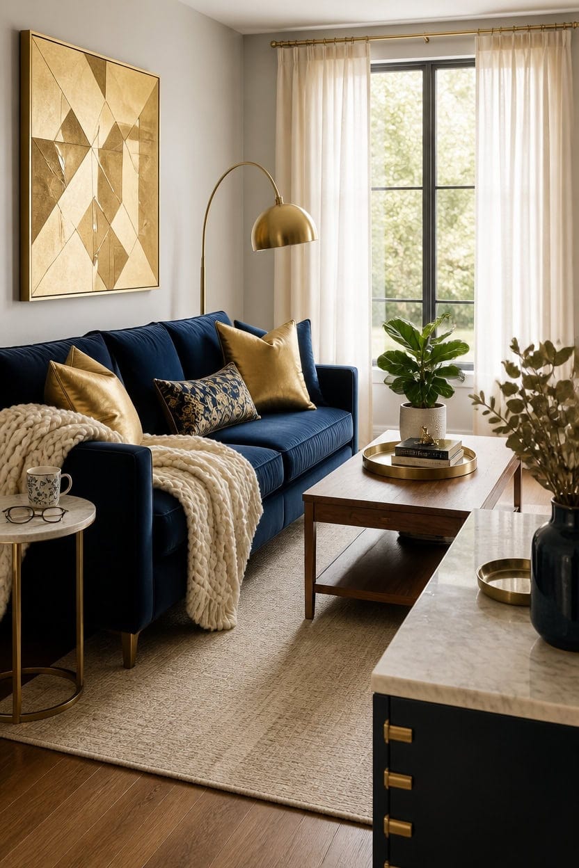 navy gold balanced interiors