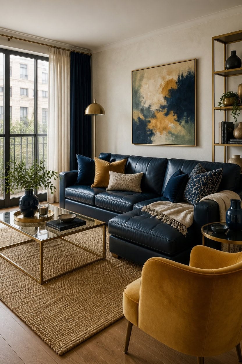 navy gold balanced interiors