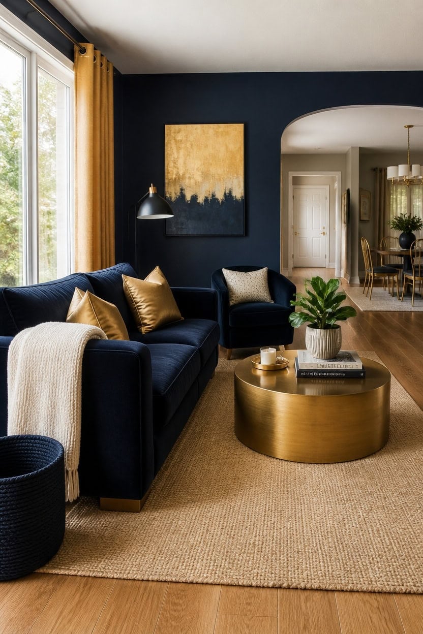 navy gold seamless flow
