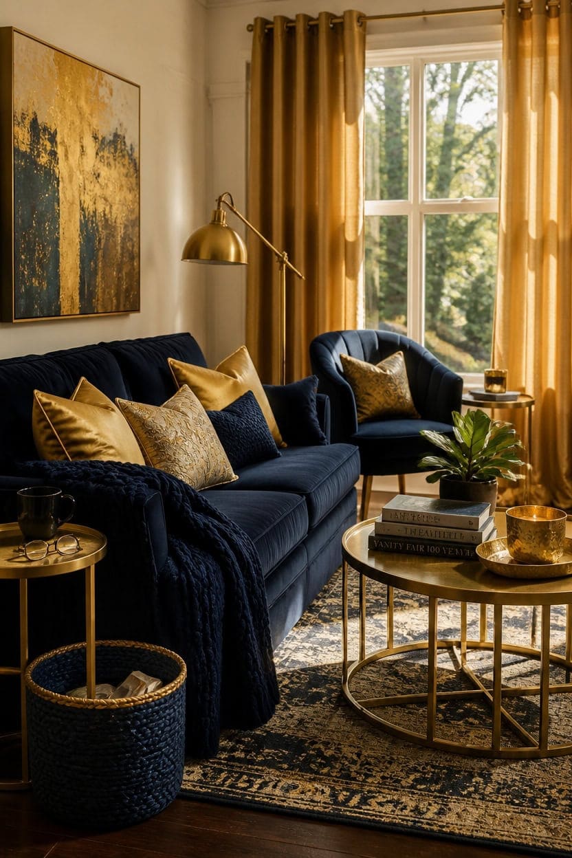 navy gold textured luxe