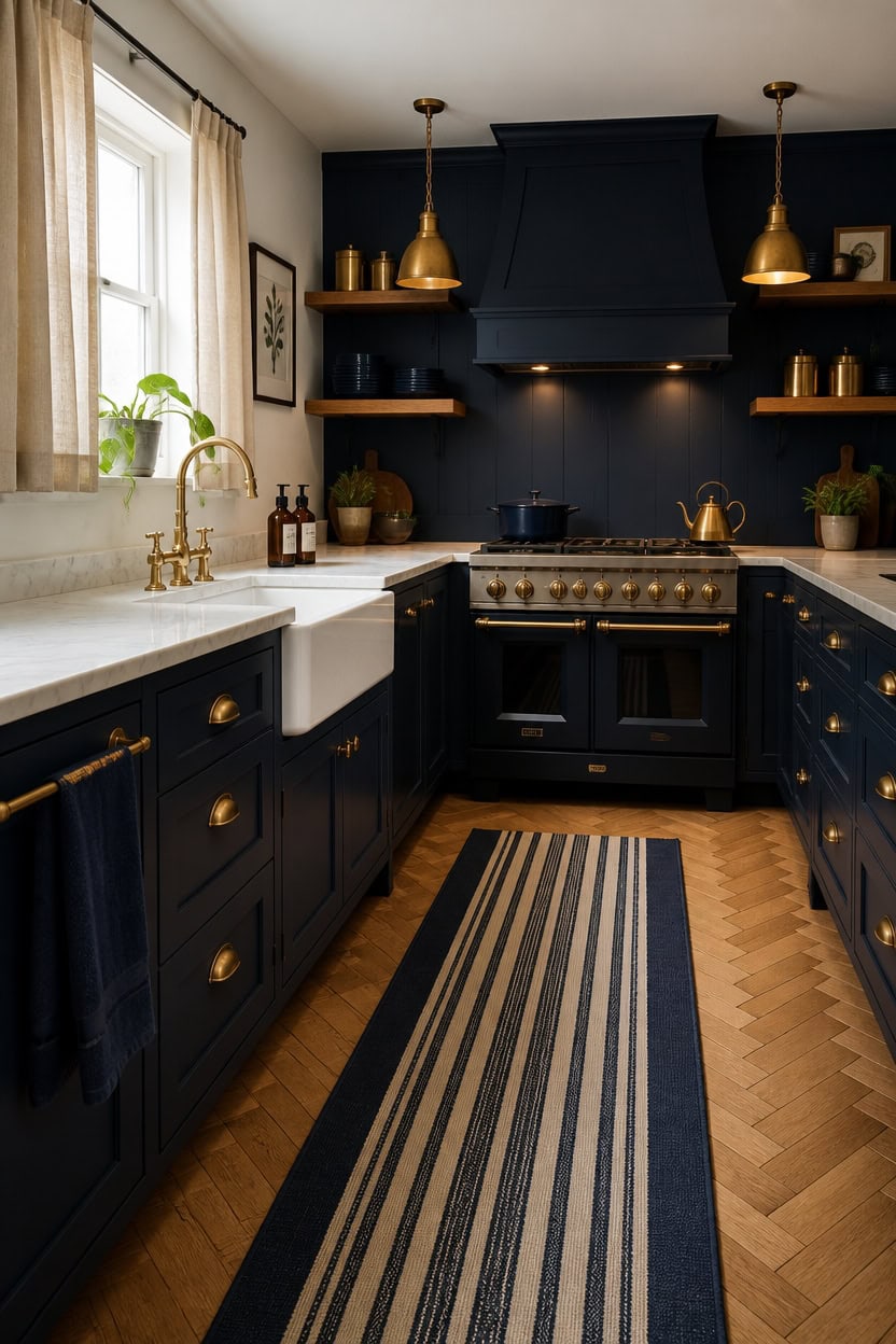 navy grounding burnished brass