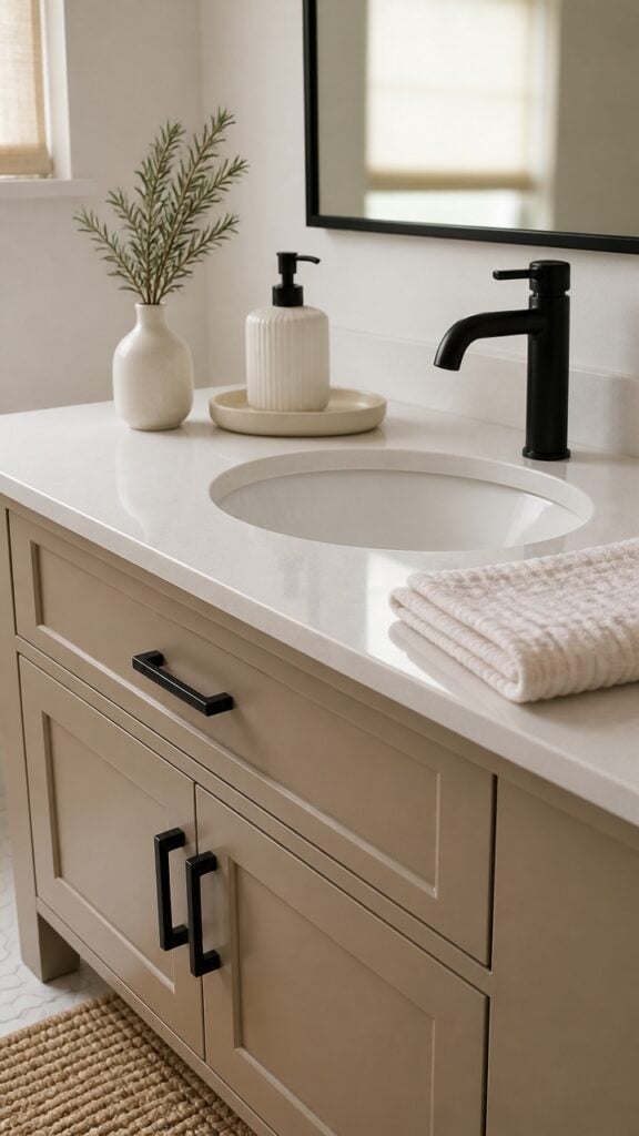 Why Does the Beige, Black & White Combo Keep Showing Up in High-End Bathrooms?