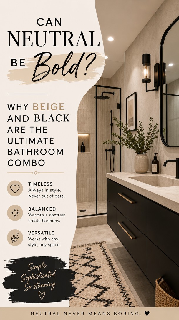 Can Neutral Be Bold? Why Beige and Black are the Ultimate Bathroom Combo — Pinterest Pin