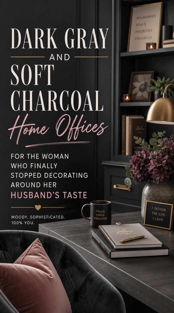Dark Gray and Soft Charcoal Home Offices for the Woman Who Finally Stopped Decorating Around Her Husband's Taste — Close Up