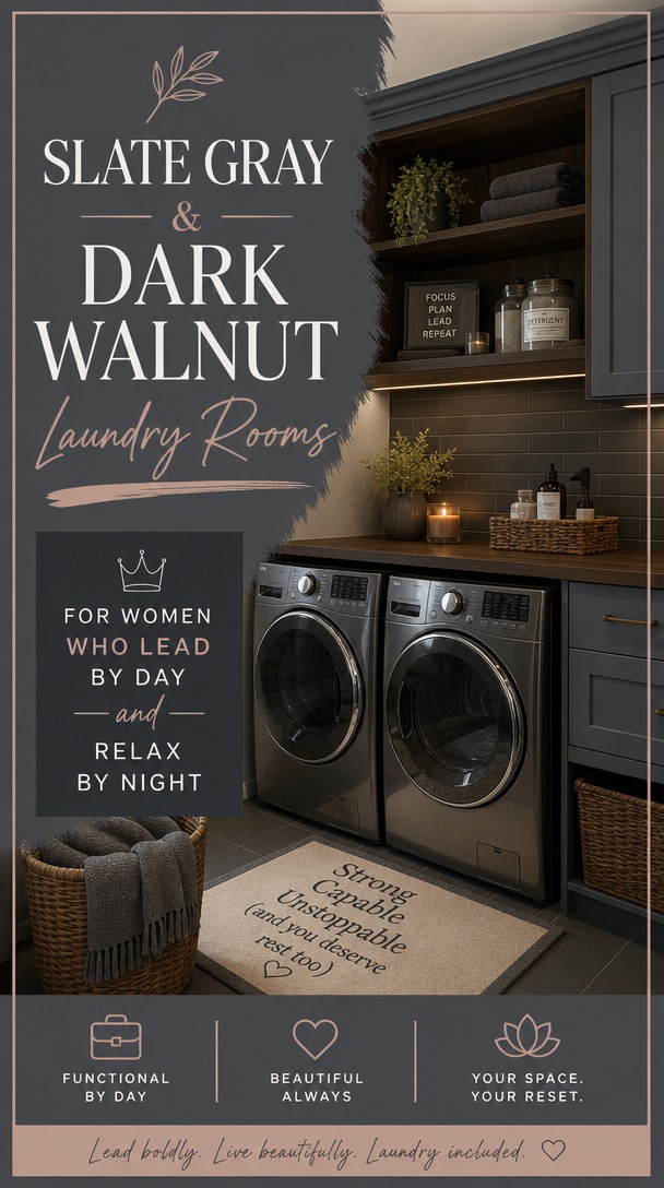 Slate Gray & Dark Walnut Laundry Rooms for Women Who Lead by Day and Relax by Night — Pinterest Pin