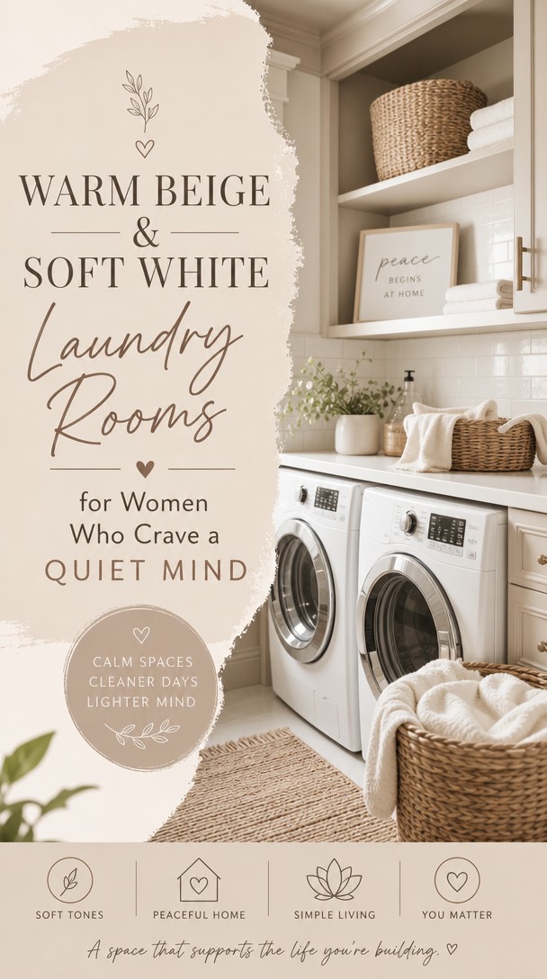 Warm Beige & Soft White Laundry Rooms for Women Who Crave a Quiet Mind — Pinterest Pin