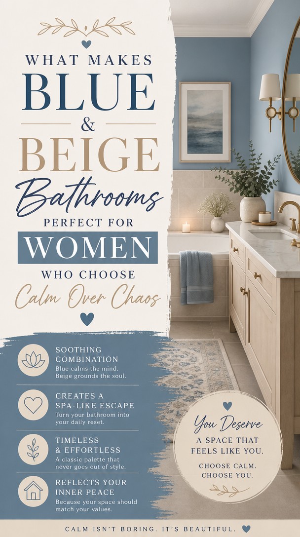What Makes Blue & Beige Bathrooms Perfect for Women Who Choose Calm Over Chaos — Pinterest Pin