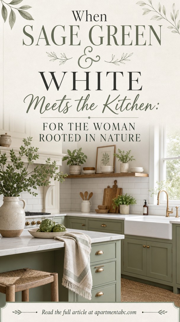 When Sage Green & White Meets the Kitchen: For the Woman Rooted in Nature — Pinterest Pin