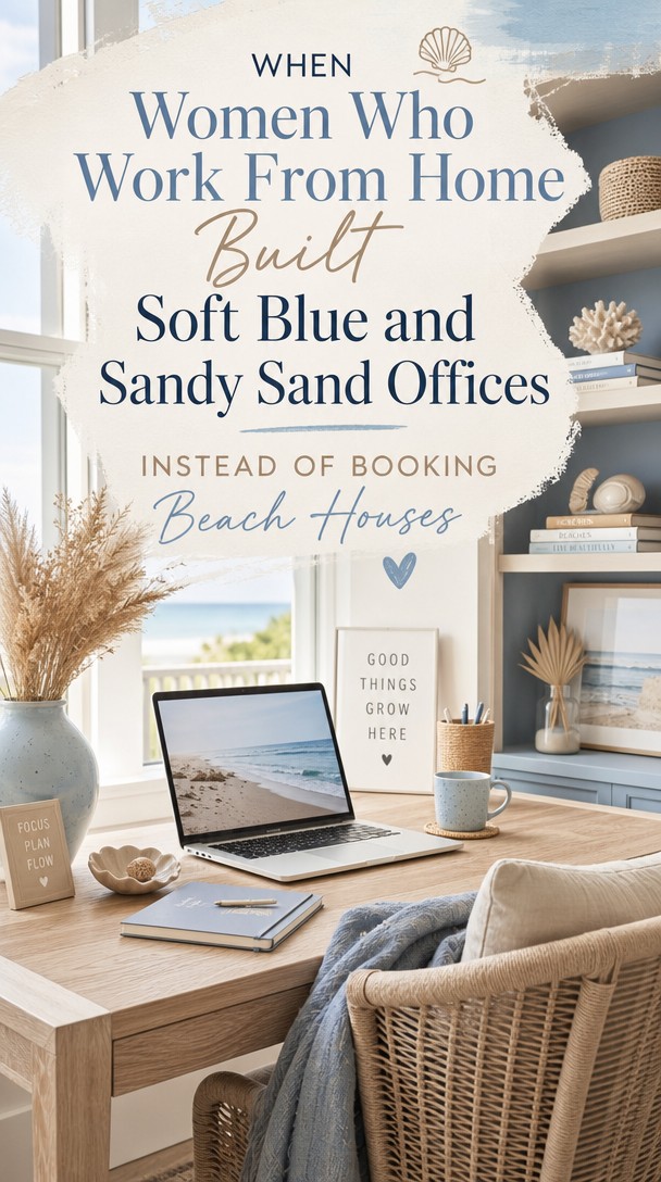 When Women Who Work From Home Built Soft Blue and Sandy Sand Offices Instead of Booking Beach Houses — Lifestyle Shot