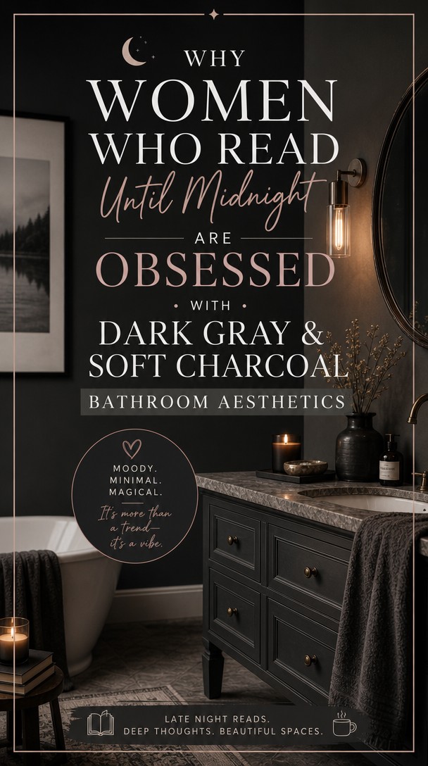 Why Women Who Read Until Midnight Are Obsessed With Dark Gray & Soft Charcoal Bathroom Aesthetics — Pinterest Pin