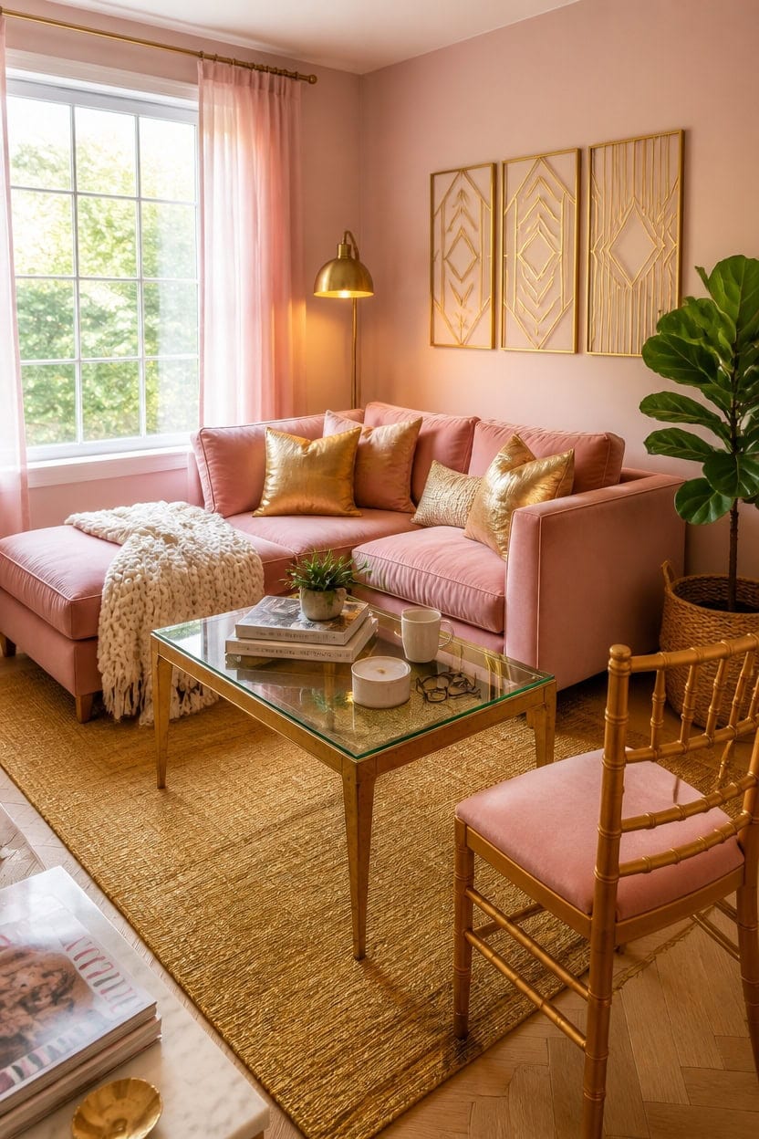 pink gold budget makeover