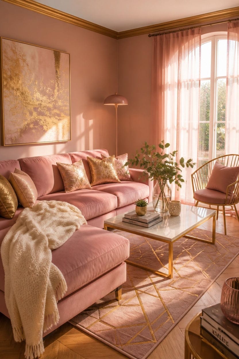 pink gold chic interior