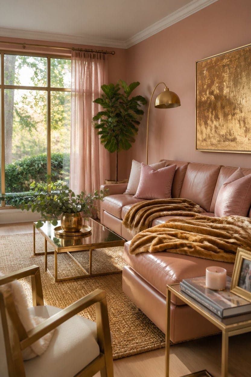 pink gold living room refresh