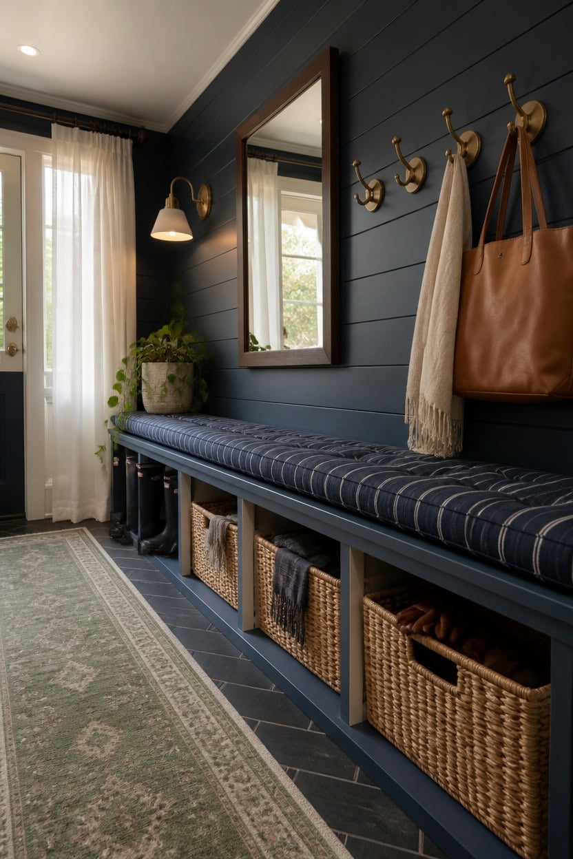 practical polished navy bench