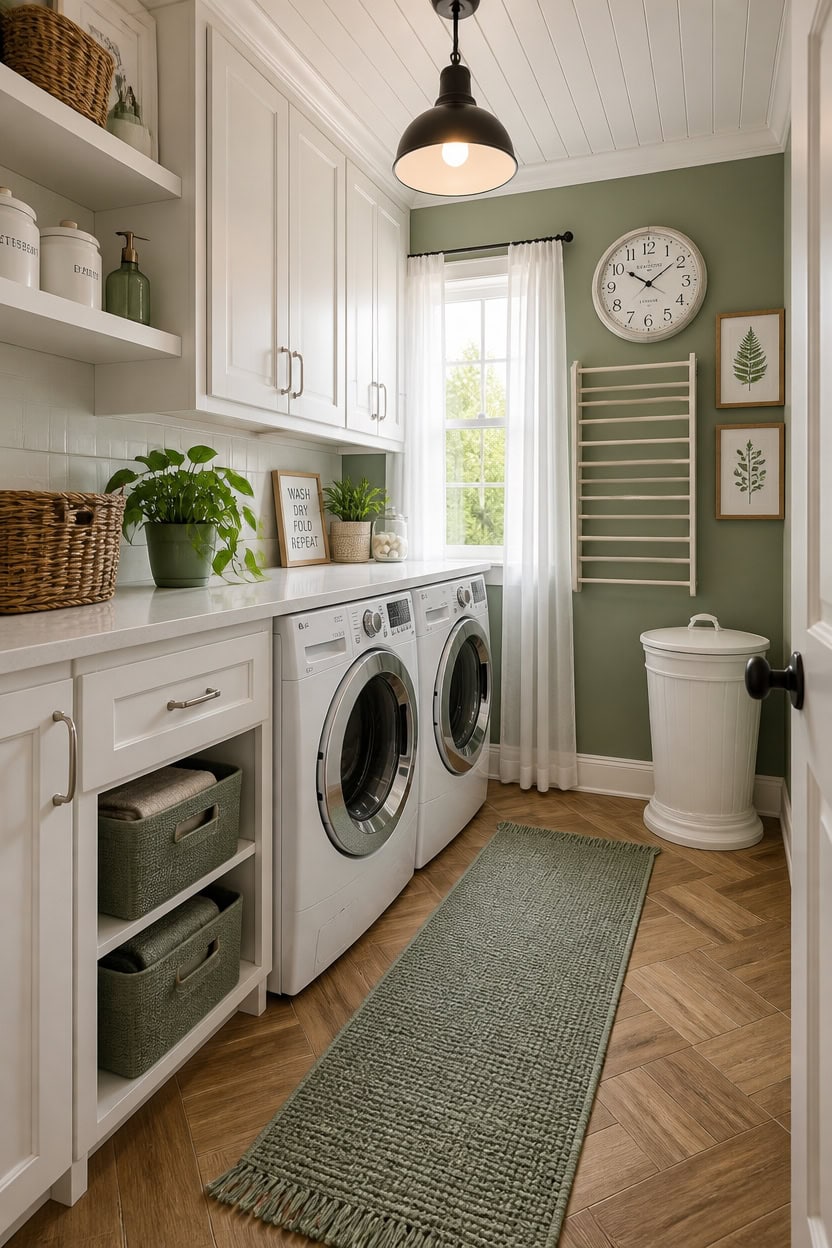 sage green and white