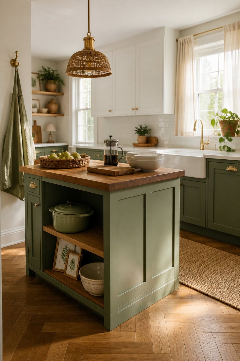 sage green island design guidance