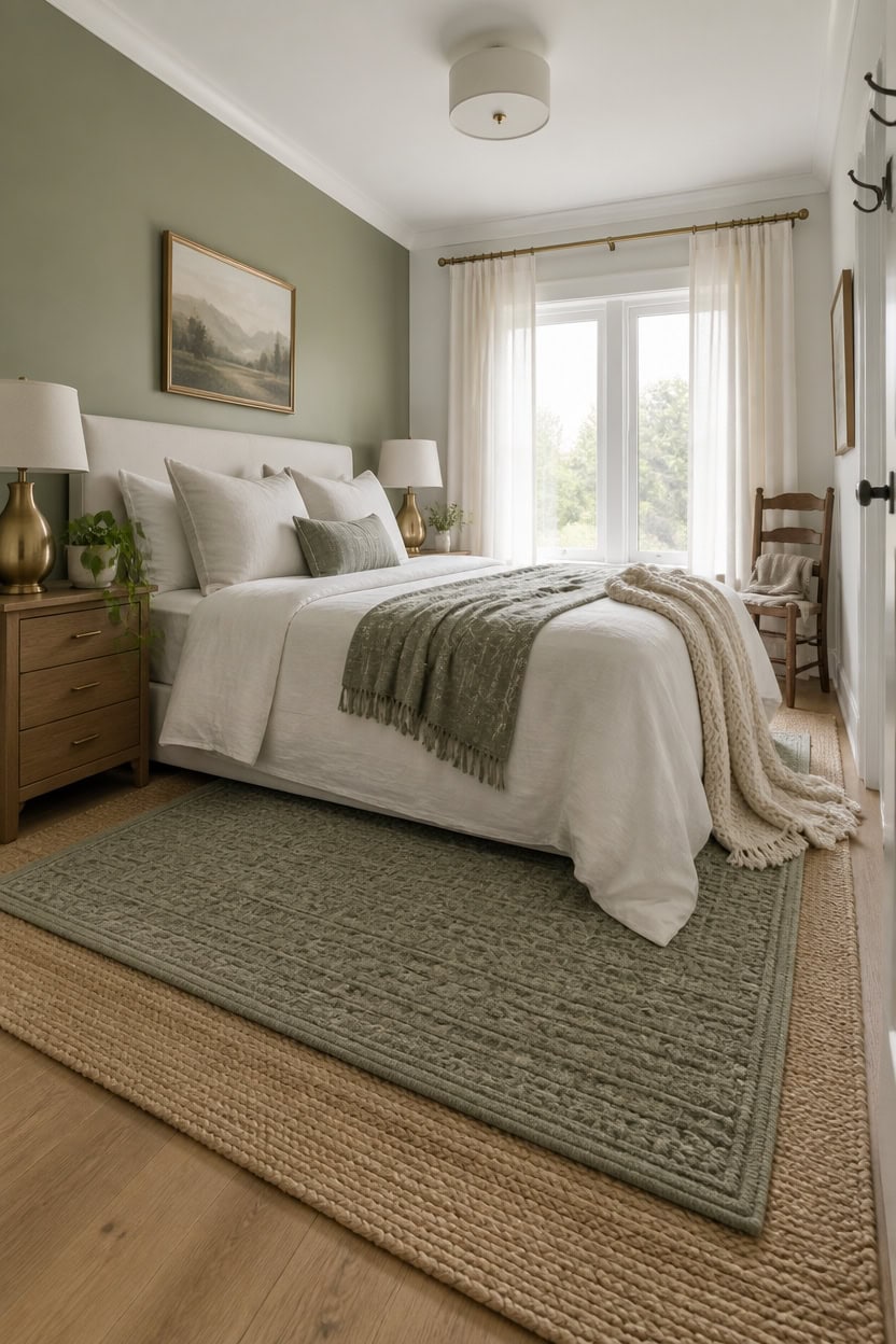 Bright and inviting bedroom with large window, neutral decor, and comfortable bedding.