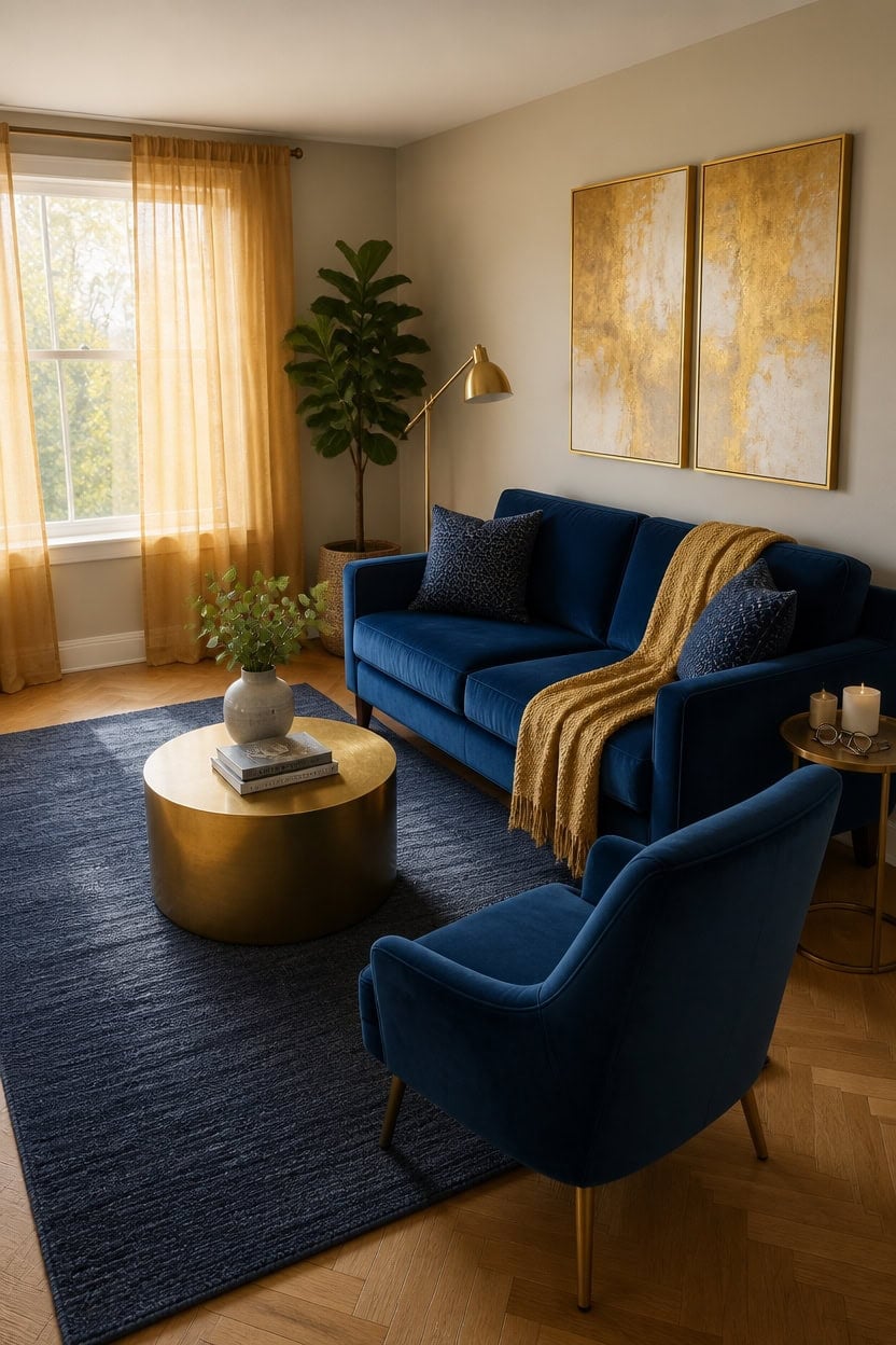 scaled blue gold interior