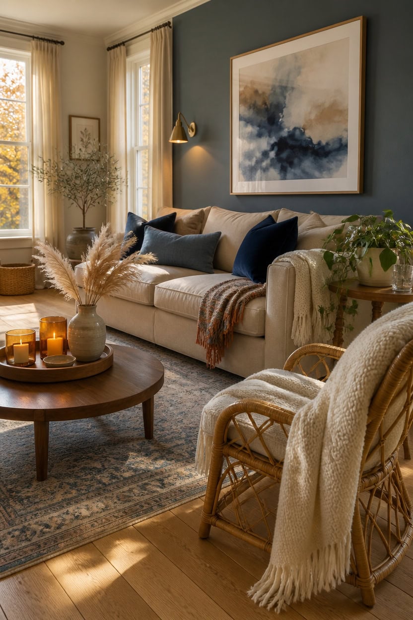 seasonal blue and beige updates
