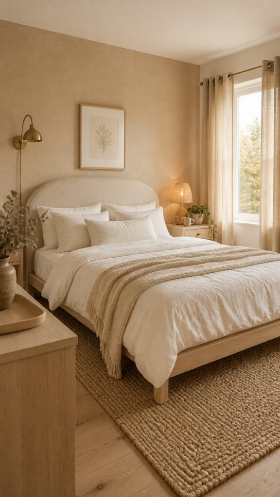 How to Create a Warm Beige & Soft White Bedroom for Women Who Crave a Quiet Mind