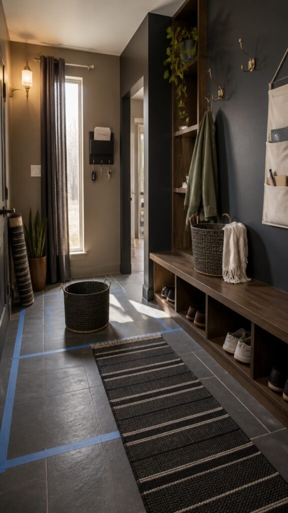 Slate Gray & Dark Walnut Mudrooms for Women Who Lead by Day and Relax by Night