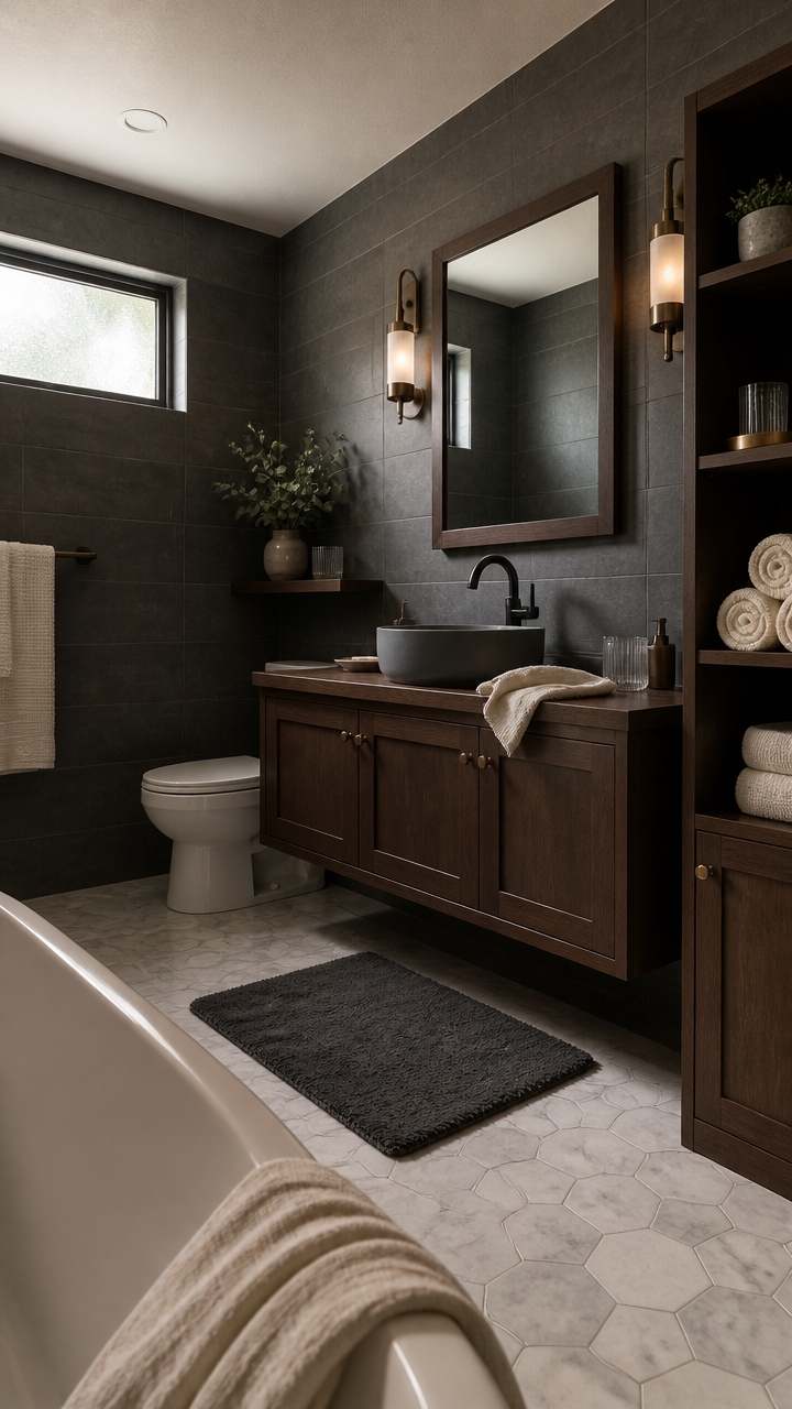 slate gray meets walnut warmth