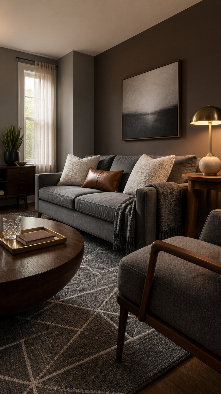 slate gray meets walnut warmth