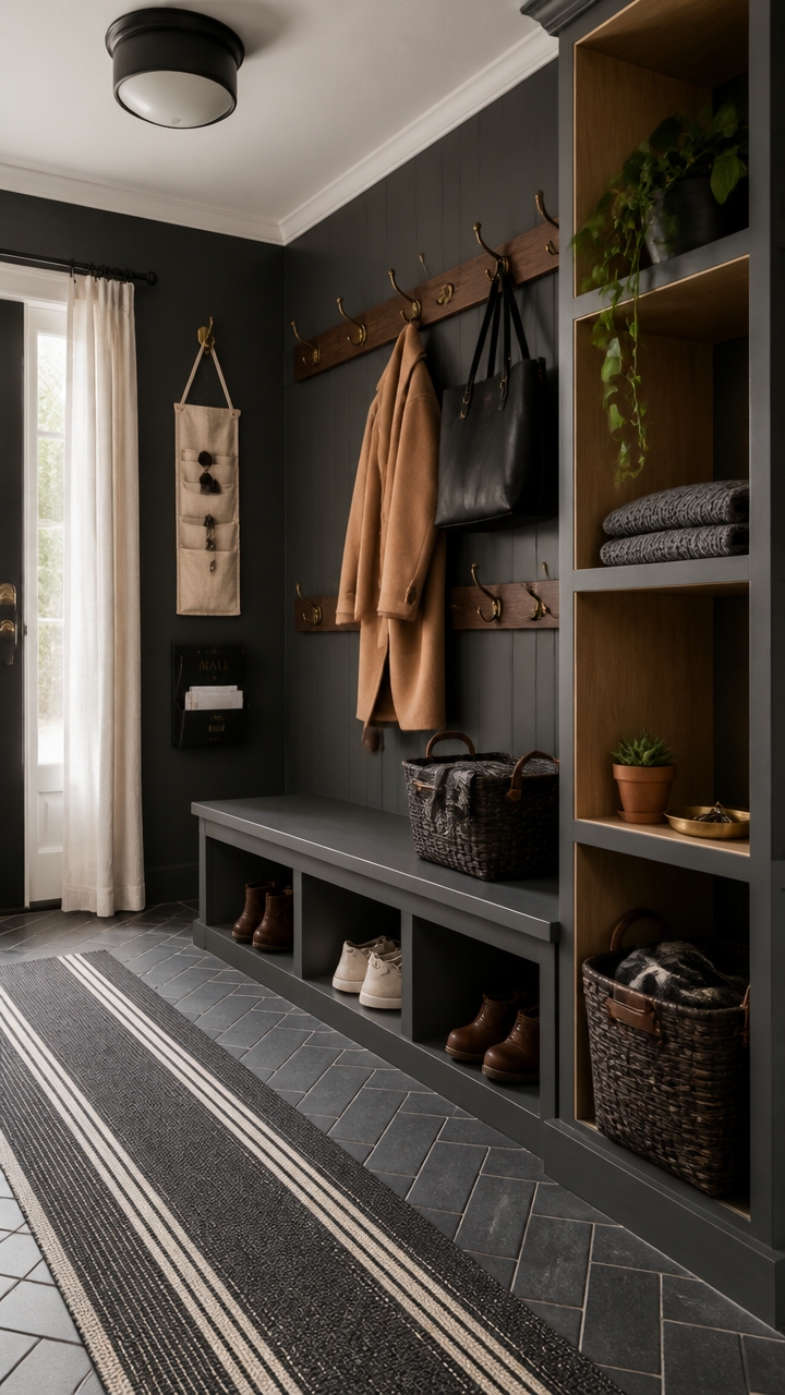 slate gray mudroom design plan