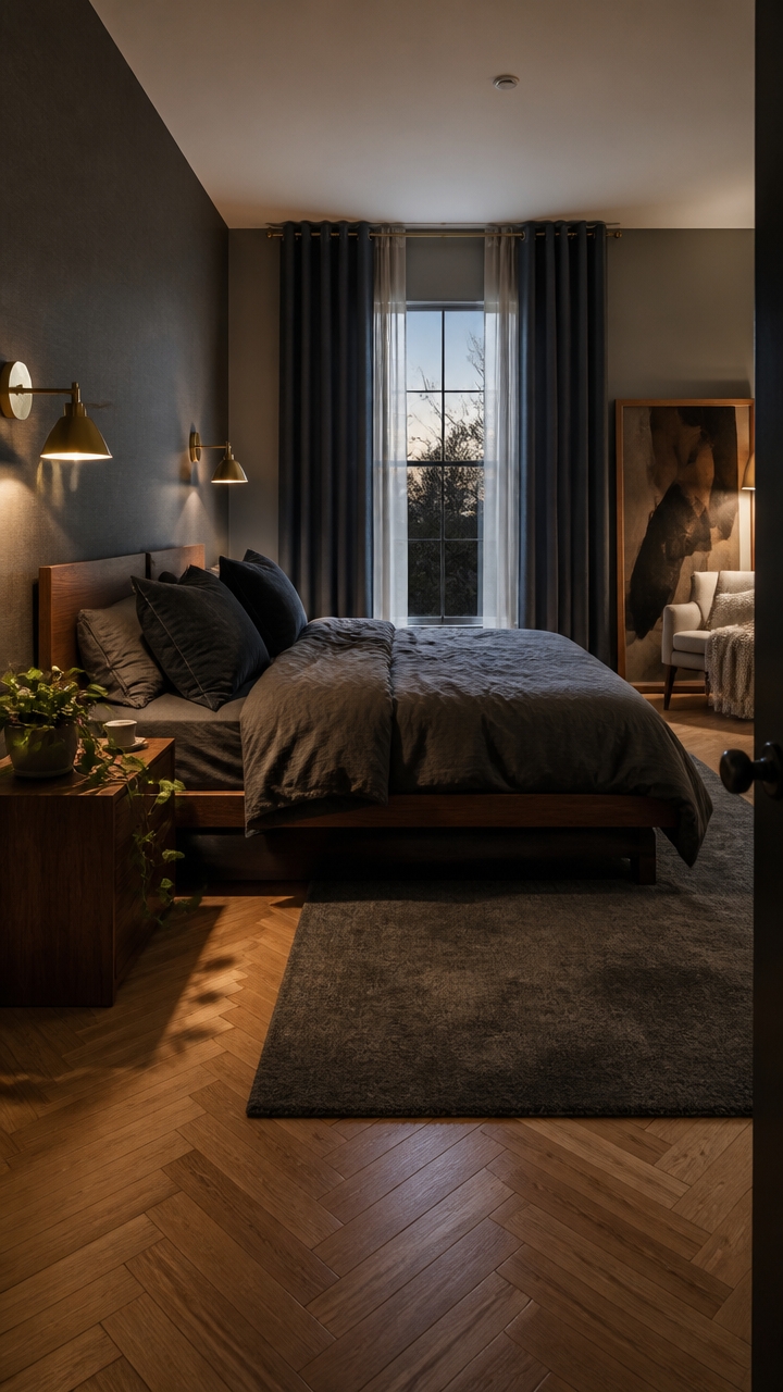 slate gray walnut bedroom sanctuary