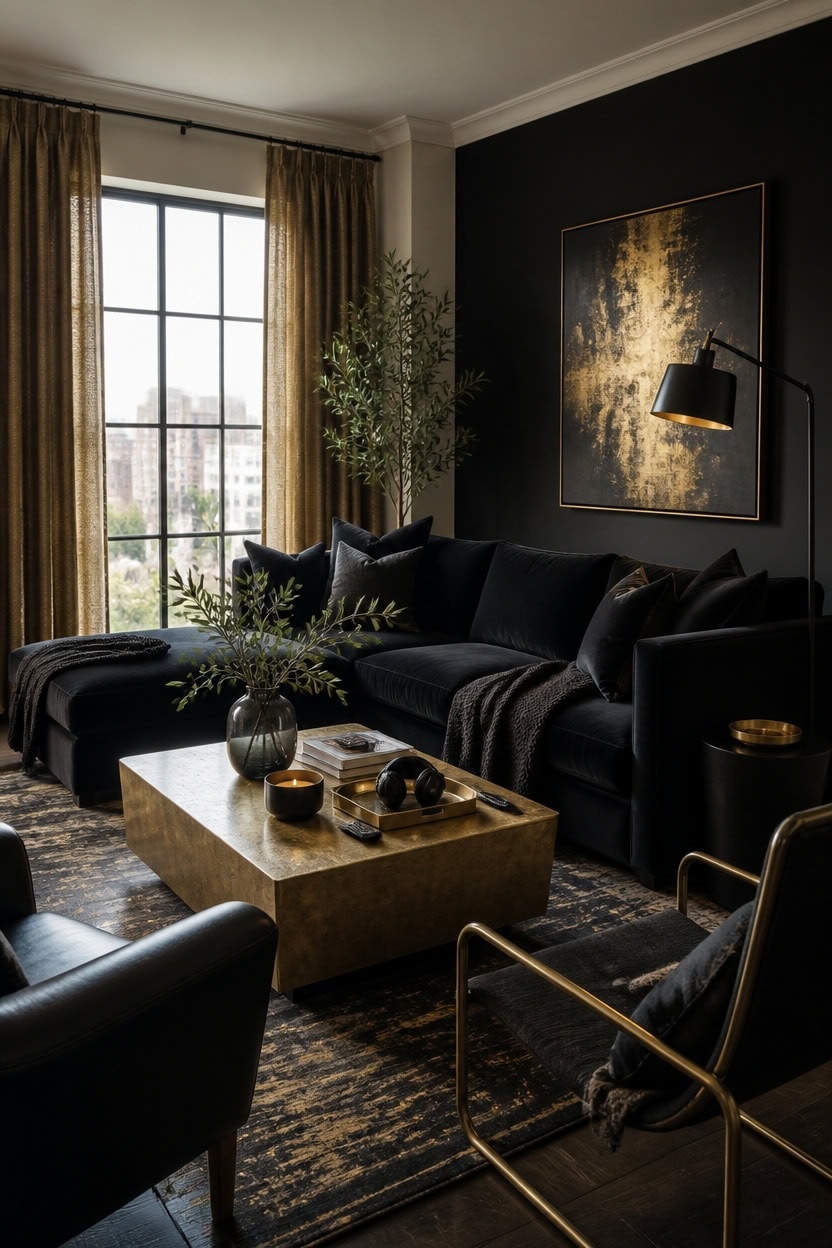 sleek black gold textures